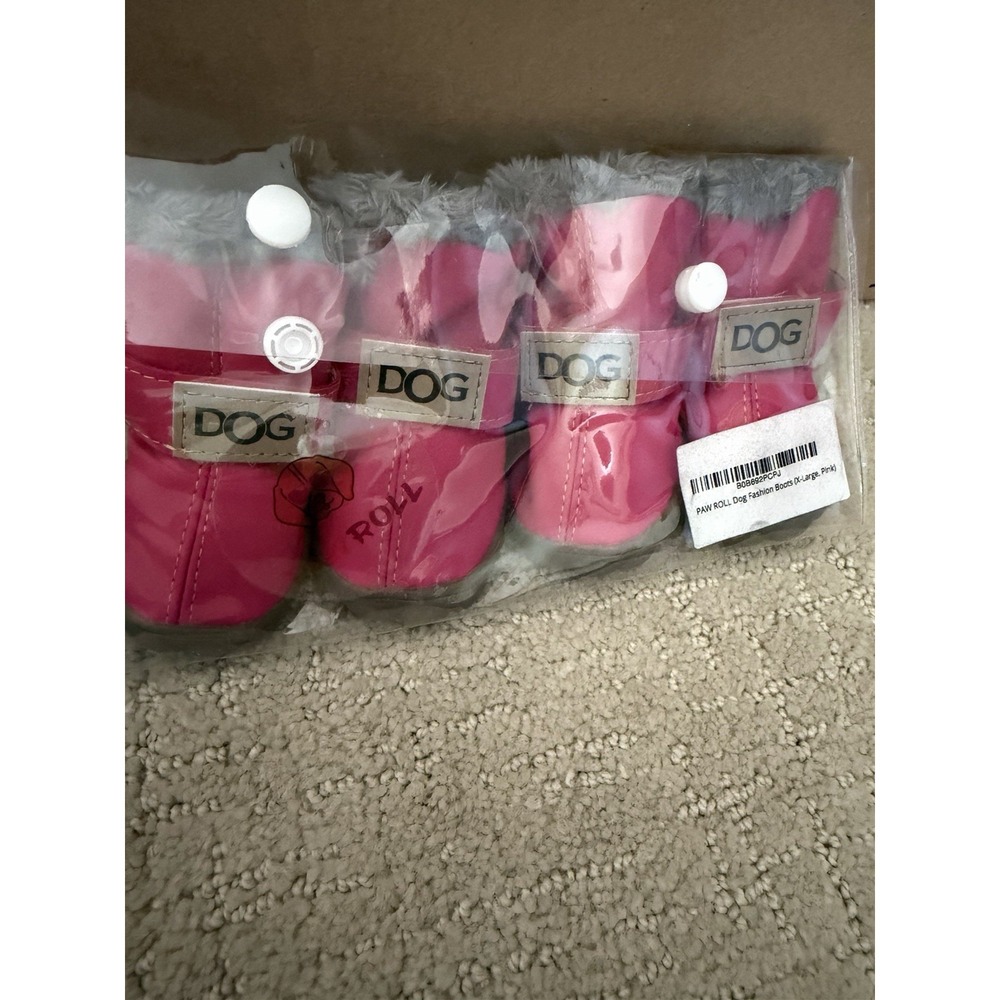 NWT Small Dog Boots Pink Warm Rain Snow Shoes Waterproof Fur Lined 4Pcs Set